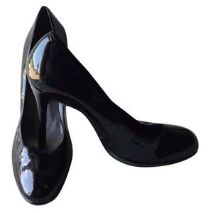 Stuart Weitzman Black Patent Leather Platform Stiletto Heel Slip On Pump 7.5